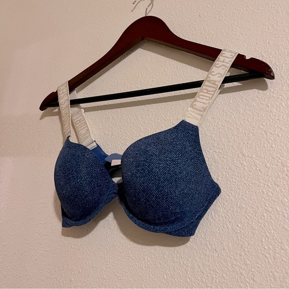 Victorias Secret The T-Shirt Push Up Bra - Full Coverage 32C Blue Heather/ Denim - Picture 1 of 12